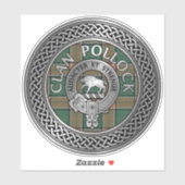 Clan Pollock Crest & Tartan Sticker (Vel)
