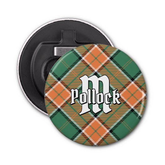 Clan Pollock Tartan Bottle Open Button Flesopener (Voorkant)
