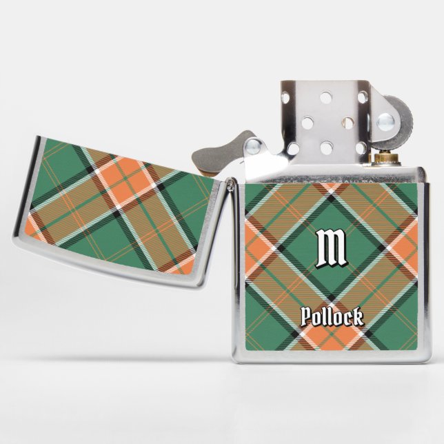 Clan Pollock Tartan Zippo Lighter (Geopend)