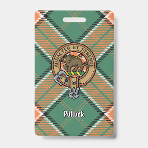 Clan Pollock wapenschild boven tartan Badge