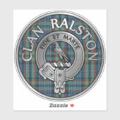 Clan Ralston Crest & Tartan Sticker (Vel)