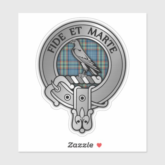 Clan Ralston Crest & Tartan Sticker (Vel)