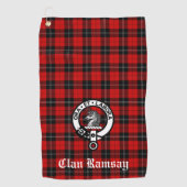 Clan Ramsay Crest Badge en Tartan  Golfhanddoek (Voorkant)