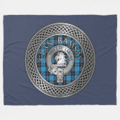 Clan Ramsay Crest & Hunting Tartan Knot Fleece Deken (Voorkant (Horizontaal))