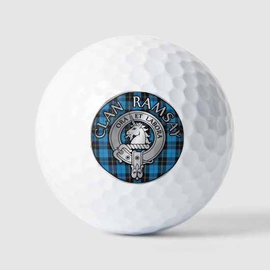 Clan Ramsay Crest & Hunting Tartan Knot Golfballen (Voorkant)