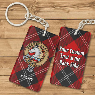 Clan Ramsay Crest over Red Tartan Sleutelhanger