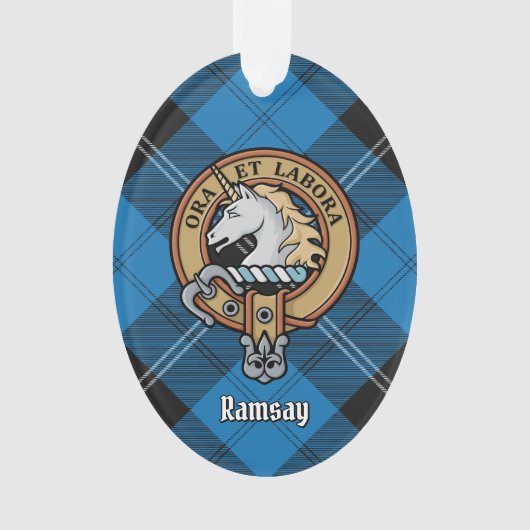 Clan Ramsay Crest sur Blue Hunter Tartan (devant)