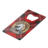Clan Ramsay Crest sur Red Tartan (Devant Angle)