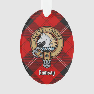 Clan Ramsay Crest sur Red Tartan