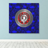 Clan Ramsay Crest & Tartan Knot op Thistle Canvas Afdruk (Insitu (Houten vloer))