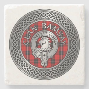 Clan Ramsay Crest & Tartan Knot Stenen Onderzetter