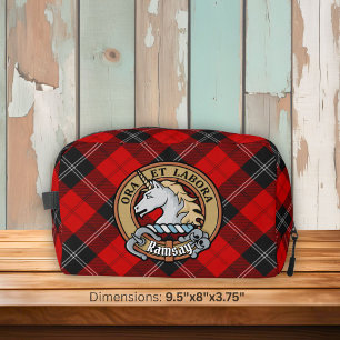 Clan Ramsay Wapen over Rode Tartan Toilettasje