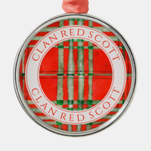 CLAN RED SCOTT Premium Rond Ornament + Tekst