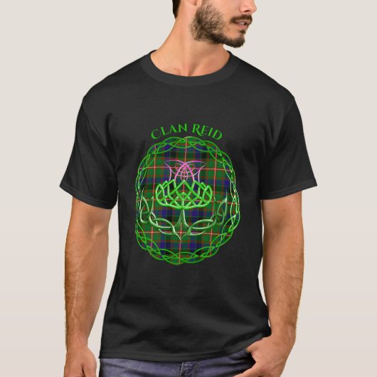 Clan Reid Scottish Tan Celtic Thistle T-shirt (Voorkant)