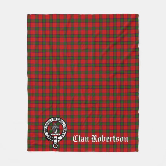 Clan Robertson Crest Badge en Tartan Fleece Deken (Voorkant)