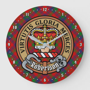 Clan Robertson Crest over Tartan Grote Klok