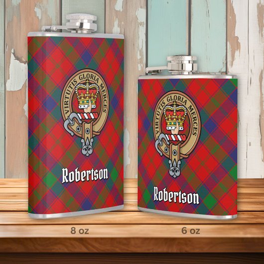 Clan Robertson Crest over Tartan Heupfles