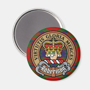 Clan Robertson Crest over Tartan Magneet
