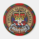 Clan Robertson Crest over Tartan Magneet (Voorkant)