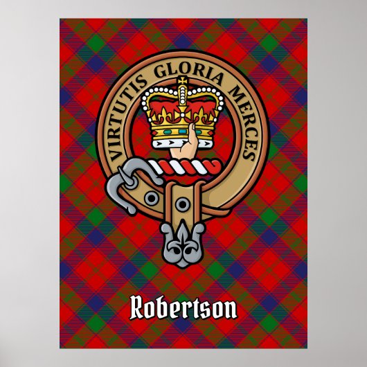 Clan Robertson Crest over Tartan Poster (Voorkant)