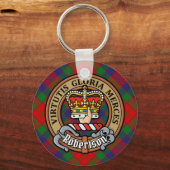 Clan Robertson Crest over Tartan Sleutelhanger (Voorkant)