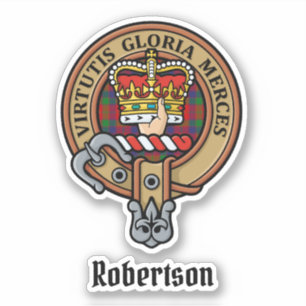 Clan Robertson Crest over Tartan Sticker