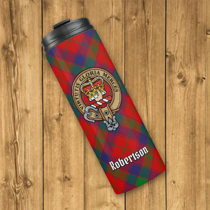 Clan Robertson Crest over Tartan Thermosbeker