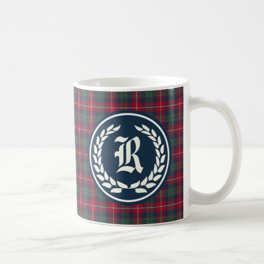 Clan Robertson Tartan Monogram Koffiemok (Rechts)