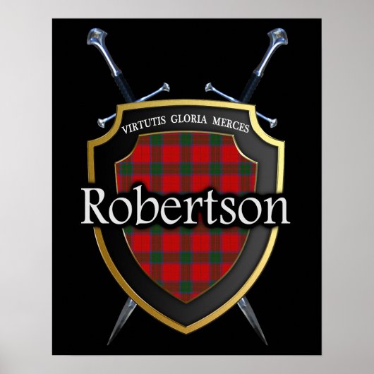 Clan Robertson Tartan Scottish Shield & Swords Poster (Voorkant)