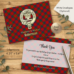 Clan Robertson Wapen over Tartan Folie Uitnodiging Briefkaart