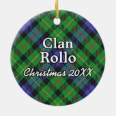 Clan Rollo Scottish Tartan Pset Keramisch Ornament (Achterkant)