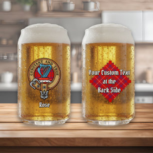 Clan Roos Crest over Tartan Blikvorm Glas