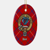 Clan Roos Crest over Tartan Keramisch Ornament (Rechts)