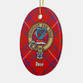 Clan Roos Crest over Tartan Keramisch Ornament (Links)