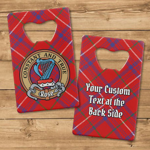 Clan Roos Crest over Tartan Kredietkaart Flessenopener