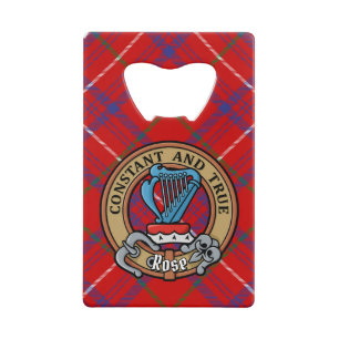 Clan Roos Crest over Tartan Kredietkaart Flessenopener