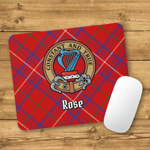 Clan Roos Crest over Tartan Muismat