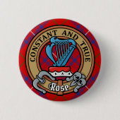 Clan Roos Crest over Tartan Ronde Button 5,7 Cm (Voorkant)