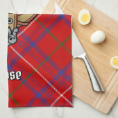 Clan Roos Crest over Tartan Theedoek (Quarter Fold)