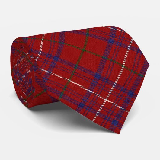 Clan Roos Modern Red Tartan Letter R Monogram Stro Stropdas (Opgerold)