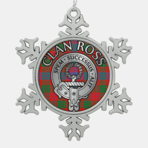 Clan Ross Crest & Tartan Knot Tin Sneeuwvlok Ornament