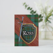 Clan Ross Tartan Sword & Shield Briefkaart (Staand voorkant)