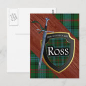 Clan Ross Tartan Sword & Shield Briefkaart (Voorkant / Achterkant)