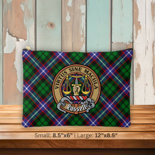 Clan Russell Crest over geruite achtergrond Etui