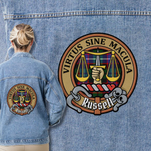 Clan Russell Crest over tartan Denim Jacket