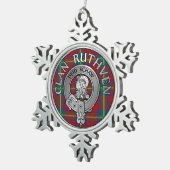 Clan Ruthven Crest & Tartan Tin Sneeuwvlok Ornament (Rechts)