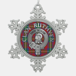 Clan Ruthven Crest & Tartan Tin Sneeuwvlok Ornament