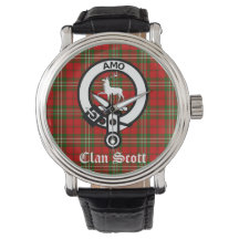 Clan Scott Crest Badge en Tartan