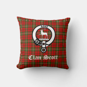 Clan Scott Crest Badge en Tartan Kussen