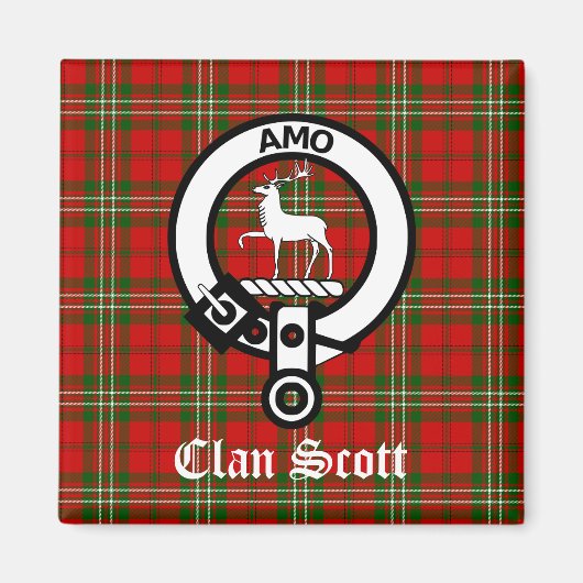 Clan Scott Crest Badge en Tartan Magneet (Voorkant)